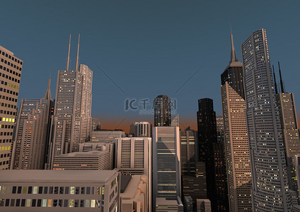 元宇宙城市背景图片_在黄昏的城市