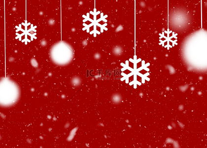 圣诞节上的雪花红色背景