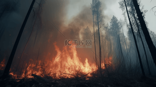 森林树林焚烧火灾火情灾难