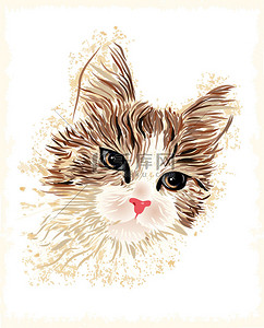 猫素描背景图片_复古的那只猫的肖像