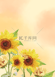 创意手绘水彩向日葵背景图案