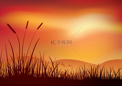 湖面背景背景图片_江滩日落.