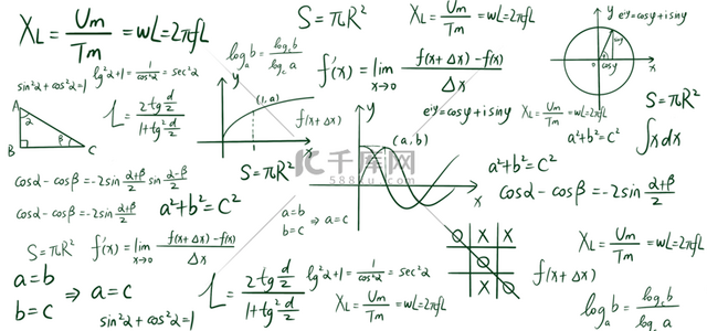 卡通图形背景背景图片_白色背景教育数学公式