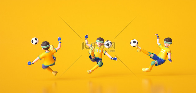 足球少年背景图片_足球少年三视图C4D立体角色