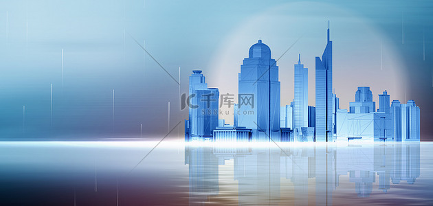 房地产城市建筑背景图片_房地产城市建筑蓝色商务