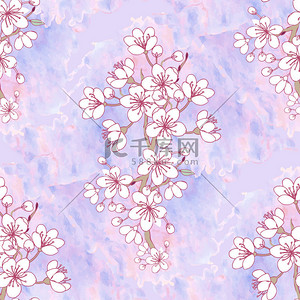 手绘花园背景图片_无缝模式樱花
