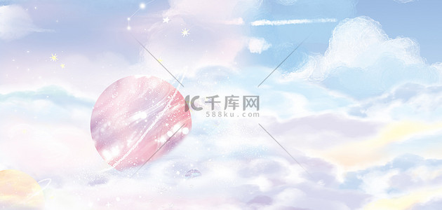 可爱星球背景背景图片_原创天空中的星球