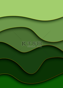 简约几何渐变绿色背景图片_剪纸切割创意金线波浪抽象绿色背景