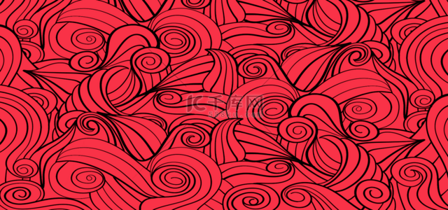 圆传统纹理背景图片_线条花纹涂鸦红色艺术背景