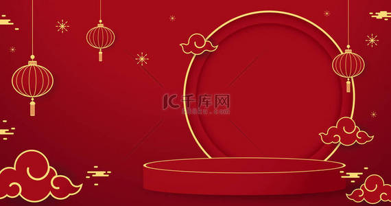 红色2023背景背景图片_中国农历2023年快乐。中国新年横幅与圆形的展示产品.问候卡。中国的镜框，红色背景的灯笼.
