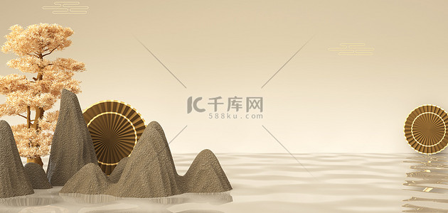 c4d中国风展台背景图片_中国风c4d中国风场景