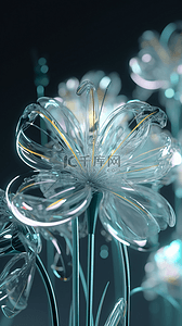 质感花卉背景图片_透明质感植物花卉数字艺术