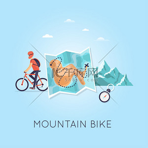 自行车轮毂主图背景图片_与背包骑自行车