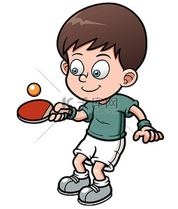 球拍卡通背景图片_卡通乒乓球运动员
