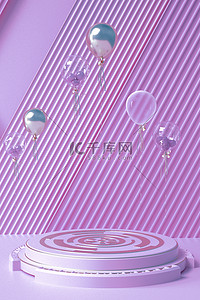 紫色上升曲线背景图片_C4D几何元素紫色3D空间感