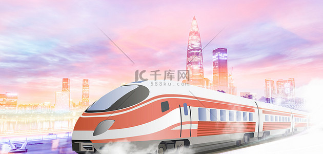 高铁进站动画背景图片_春运高铁城市建筑简约大气