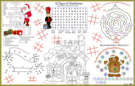 餐垫圣诞可打印活动工作表 10