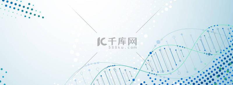 带有DNA分子的科学模板、壁纸或横幅。矢量说明.