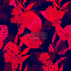 无缝的热带花卉图案.
