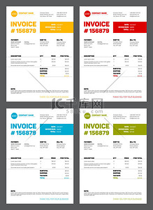 模板文件背景图片_一组四个发票模板