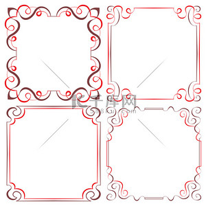 红色雕刻背景图片_组不同矢量装饰框架