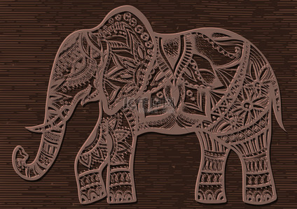 耳朵大象背景图片_在背景上的抽象印度观赏大象.