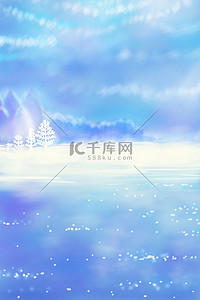 蓝色卡通冬季下雪背景图片_唯美背景冬季下雪