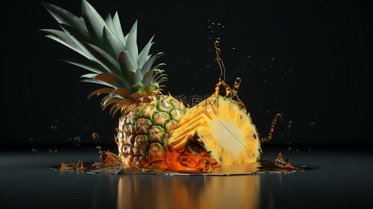 黄色创意水果背景图片_黄色创意菠萝水果
