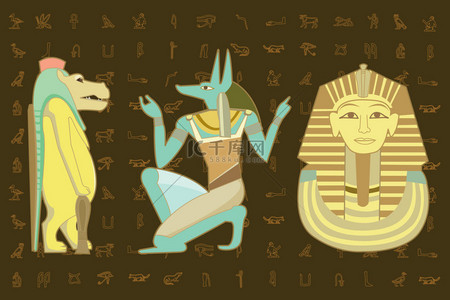 埃及跪拜背景图片_埃及装饰字符设计的元素