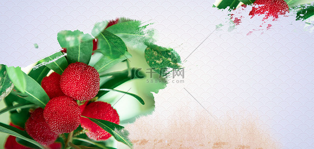促销高清背景图片_中国风新鲜水果杨梅高清背景
