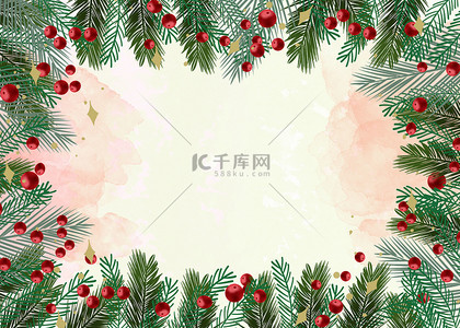 节日边背景图片_圣诞节水彩边框精美背景