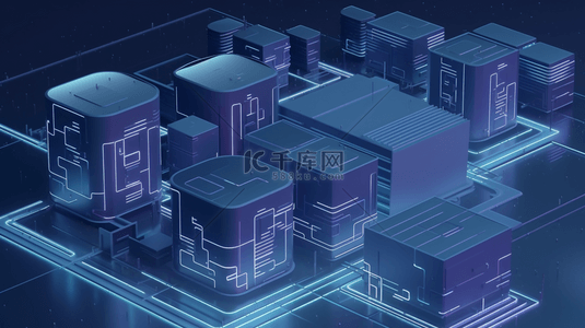商务科技城市数据背景图片_蓝色商务科技智慧城市建筑