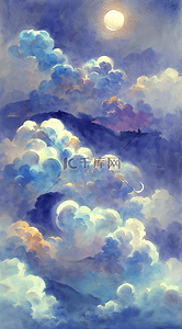 水彩云背景图片_水彩云和月水彩云朵