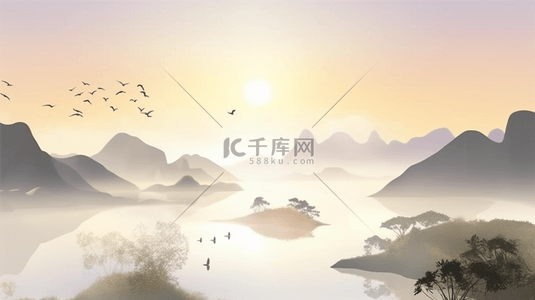 风水罗盘背景图片_磅礴大气中国风水墨画背景