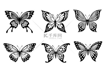 美丽的蝴蝶在单色风格的纹身设计