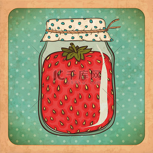 浓汤番茄锅背景图片_草莓酱。复古的纸板。矢量 eps10