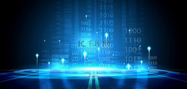 智能蓝色科技感背景图片_科技数据蓝色大气科技海报背景