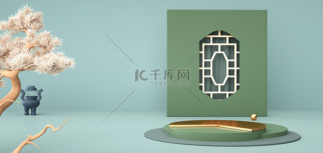 中国风展台c4d古风背景