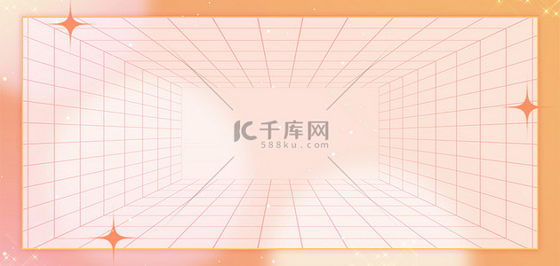 边框背景图片_原创简约透视线橙色背景边框