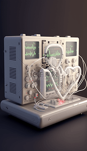 白色立体心电图医疗设备