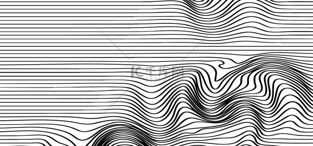 黑白运动线条背景图片_错觉线条动荡水波纹路背景