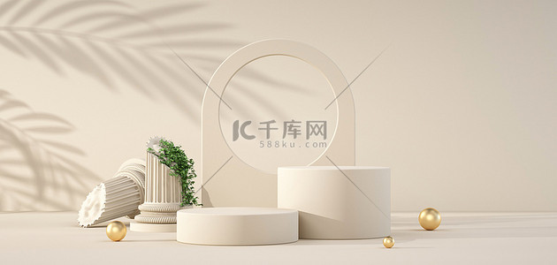 双十一背景图片_电商展台立体几何黄色c4d