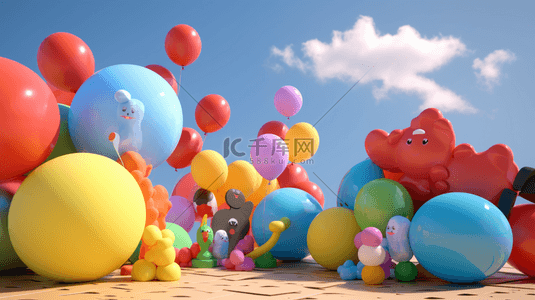 立体漂浮背景图片_彩色3D立体气球