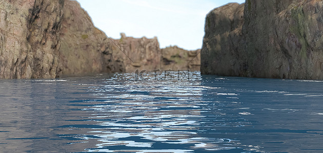 C4D写实质感水面蓝色立体空间背景