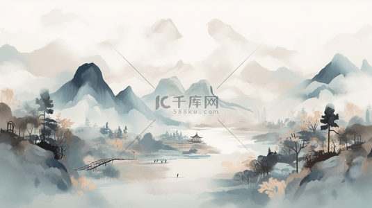 中国风水背景图片_磅礴大气中国风水墨画背景