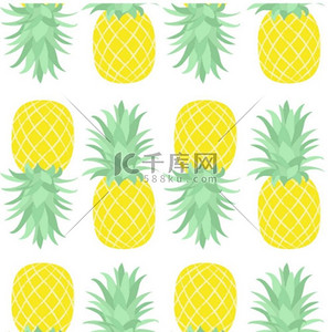 菠萝的无缝图案菠萝的矢量插图无缝图案背景为热带水果