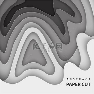 矢量背景与白色和灰色的剪纸形状。3d 抽象纸艺风格, 设计布局为商务演示, 传单, 海报, 印刷品, 装饰, 卡片, 小册子封面.