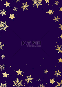 冬季夜晚背景图片_雪花金色星星紫色质感背景