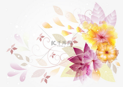 枫叶花卉背景图片_与空间的抽象矢量花卉背景