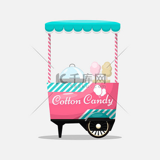 棉花糖车，车轮、 零售、 糖果和 confectio 报亭